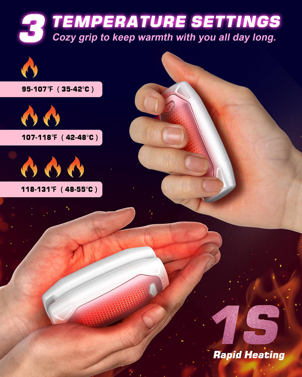 Kesguar Hand Warmers shown in glove use for skiing or hiking warmth
