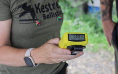 Kestrel Ballistics KST1000 shot timer back view highlighting rugged build.