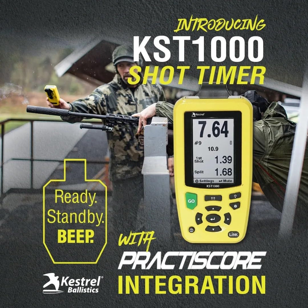 Kestrel Ballistics KST1000 shot timer right-side view emphasizing visibility.