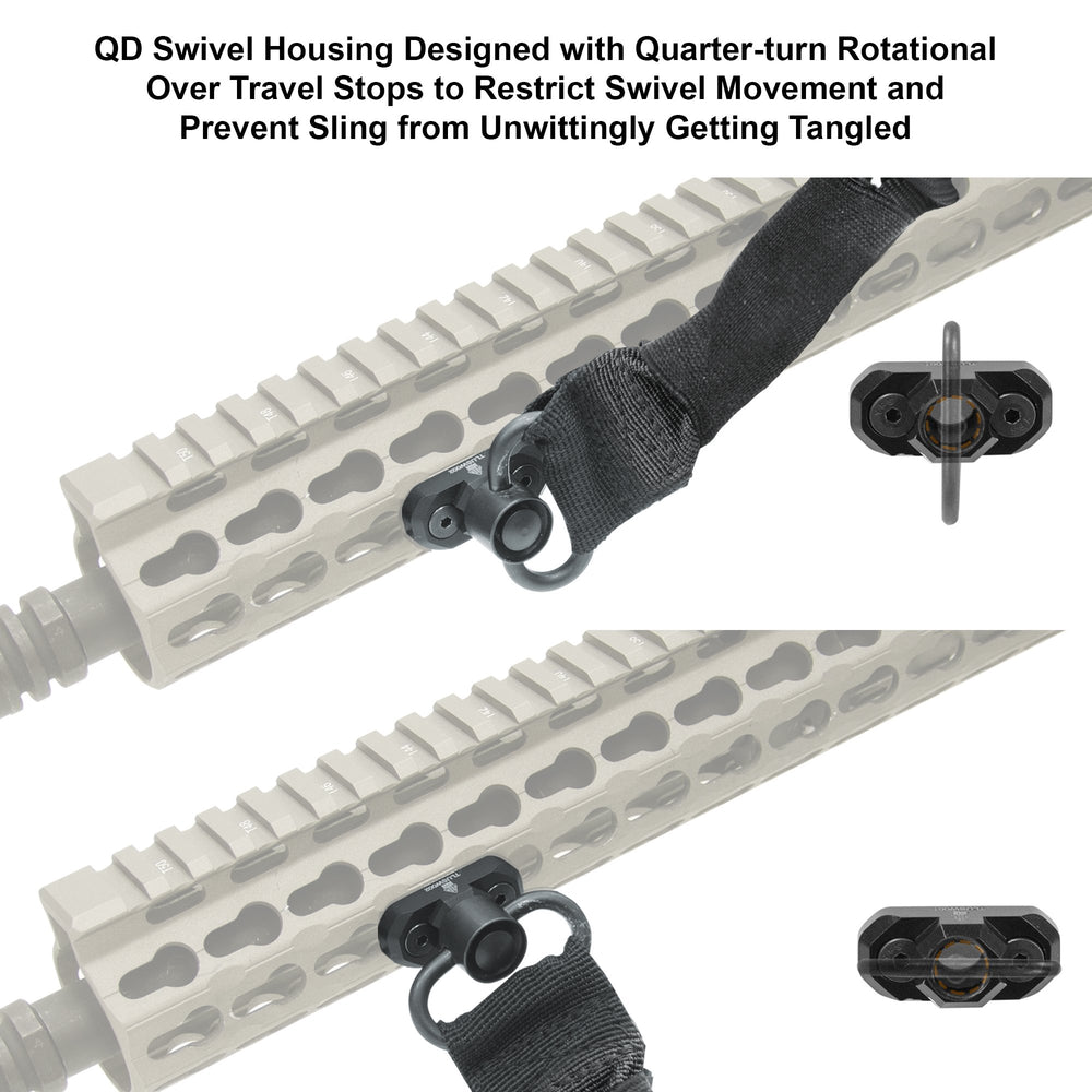 Keymod-compatible QD sling swivel mounted on adaptor