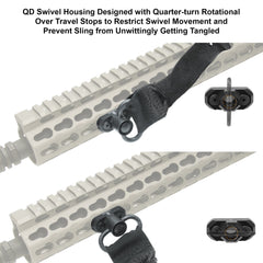 Keymod-compatible QD sling swivel mounted on adaptor