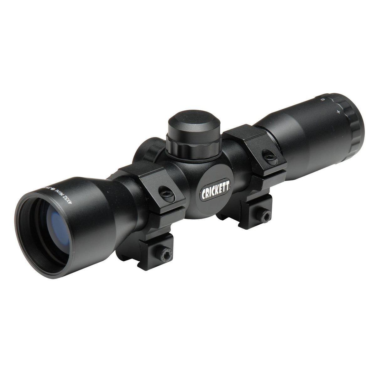 Keystone KSA054 Mil-Dot scope with quick focus for youth rifles, aiding fast target acquisition.