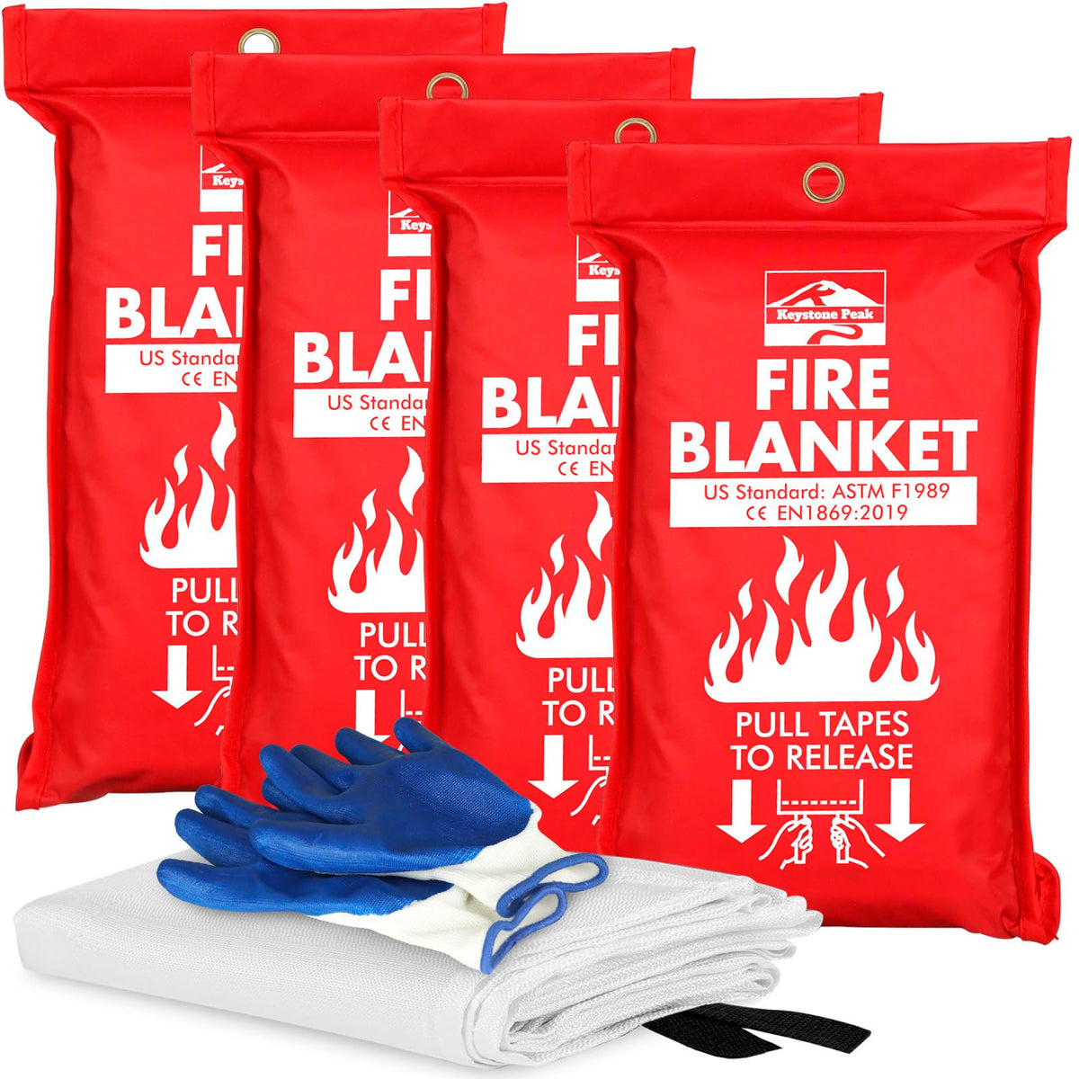 Keystone Peak emergency fire blanket 4-pack folded for quick kitchen fire response