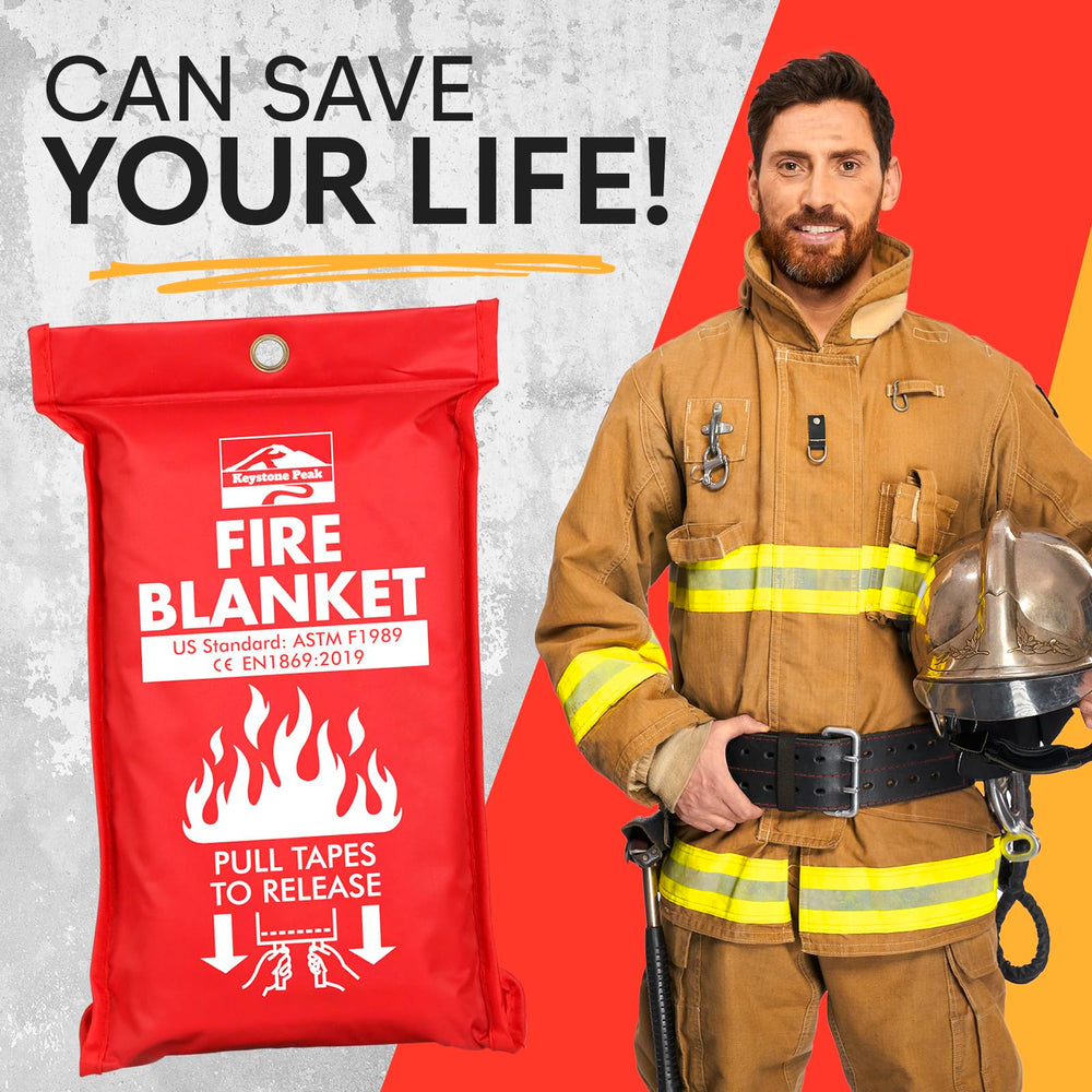 Keystone Peak fire blanket pull tabs in action for fast smothering of flames