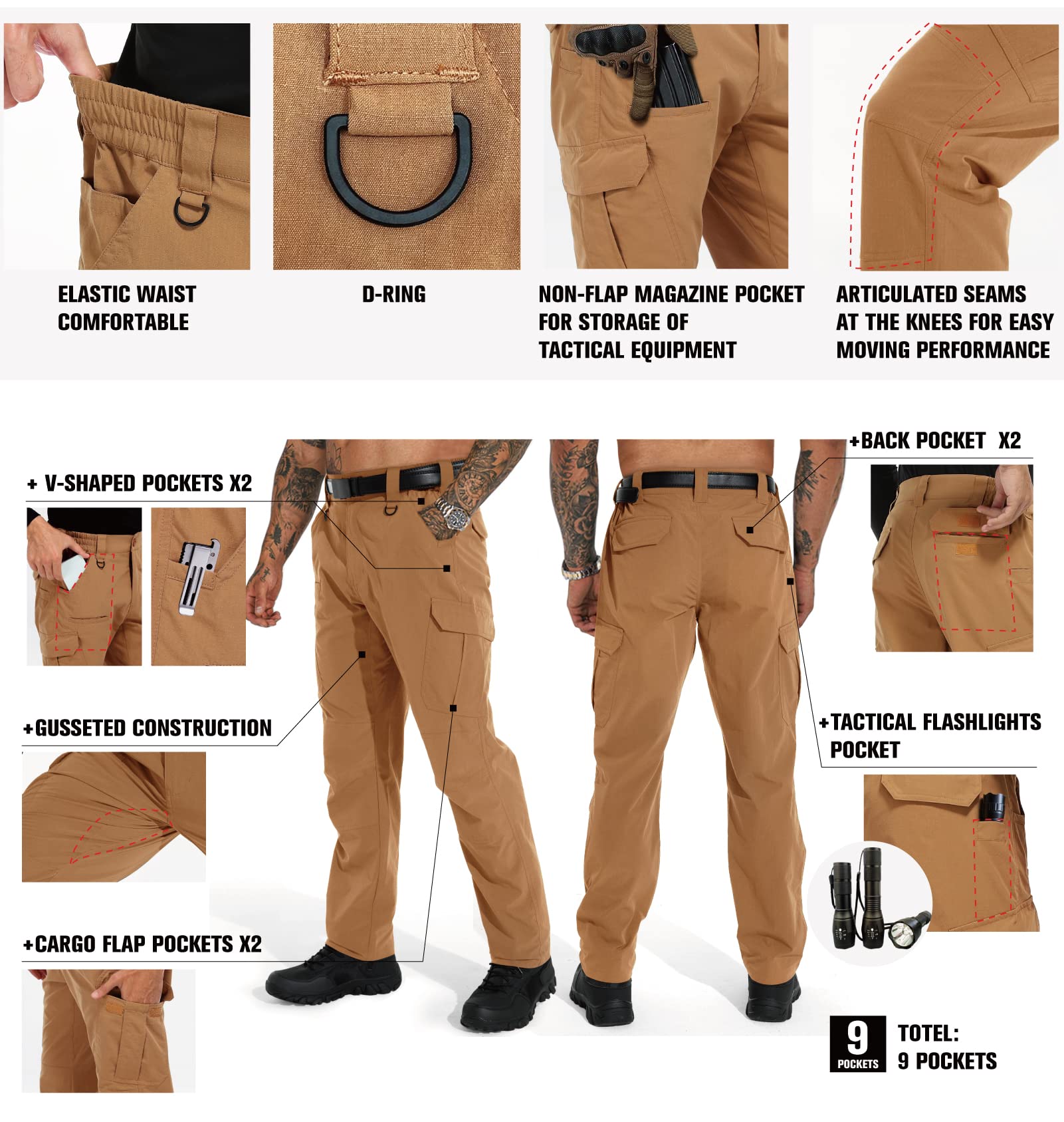 KFUBUO straight fit tactical pants blending modern silhouette with rugged performance.