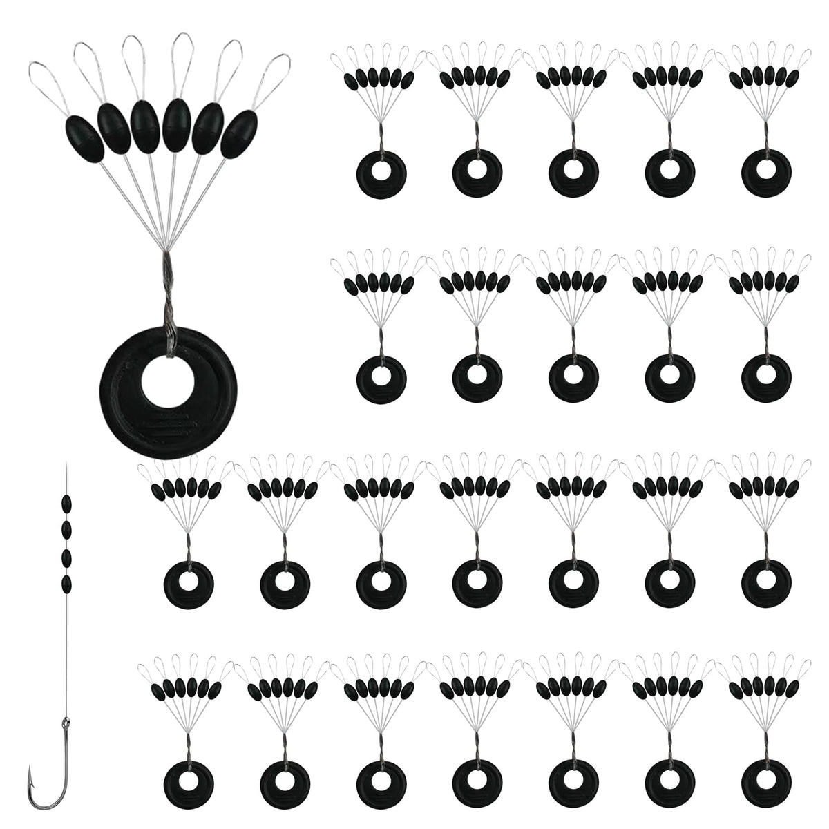 Bulk pack of 1200 bobber stops with rings
