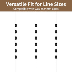 Size S bobber stops for lines 0.15–0.24 mm