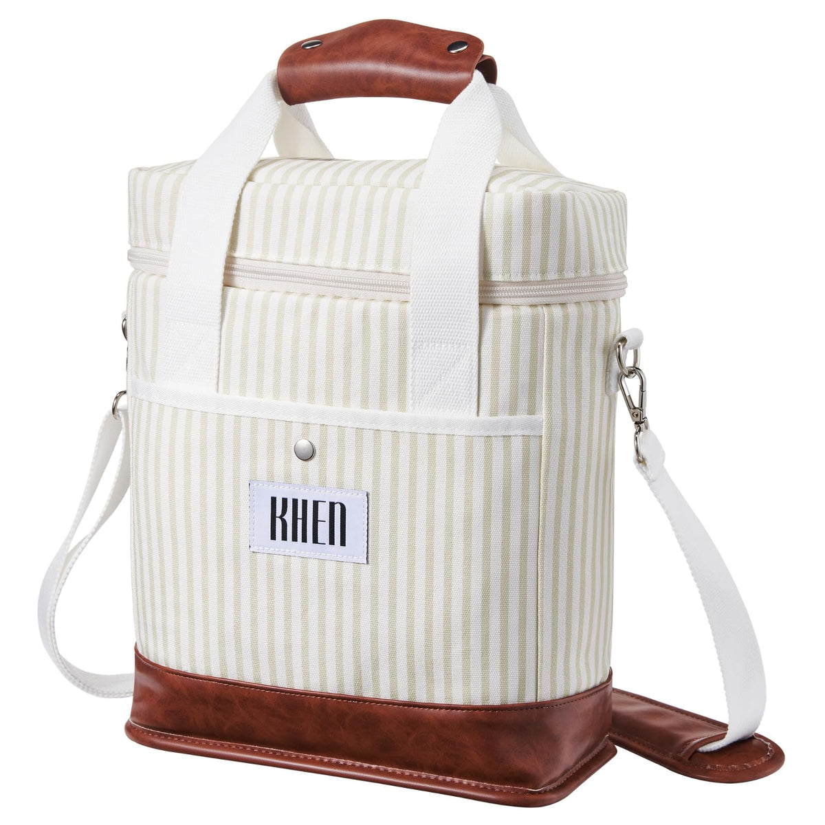 Khen 2 Bottle Wine Bag Tote with leakproof design and two-bottle capacity.