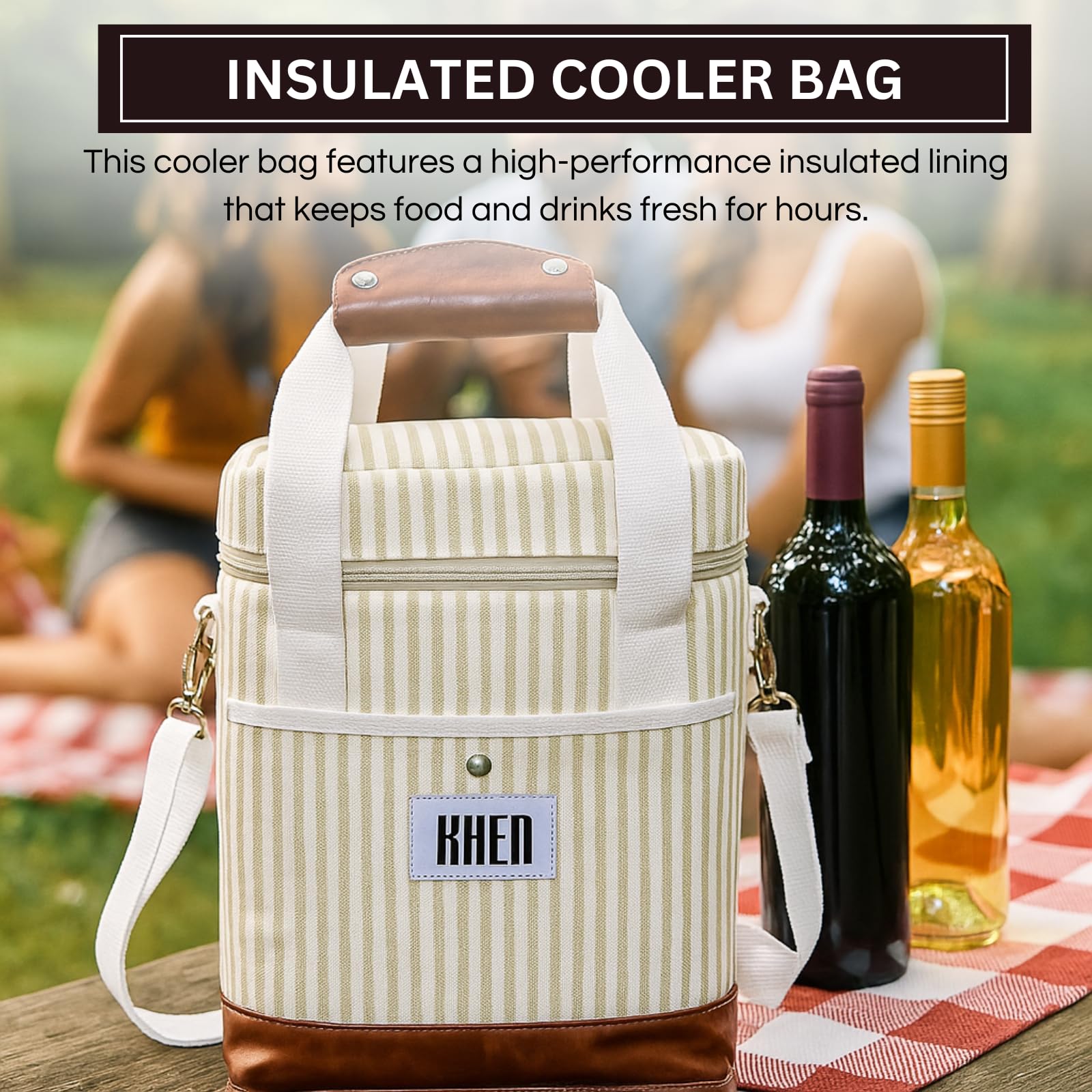 Khen vegan-leather trimmed tote combines style with durable performance for every outing.