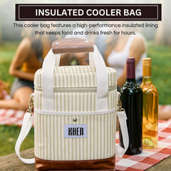 Khen vegan-leather trimmed tote combines style with durable performance for every outing.