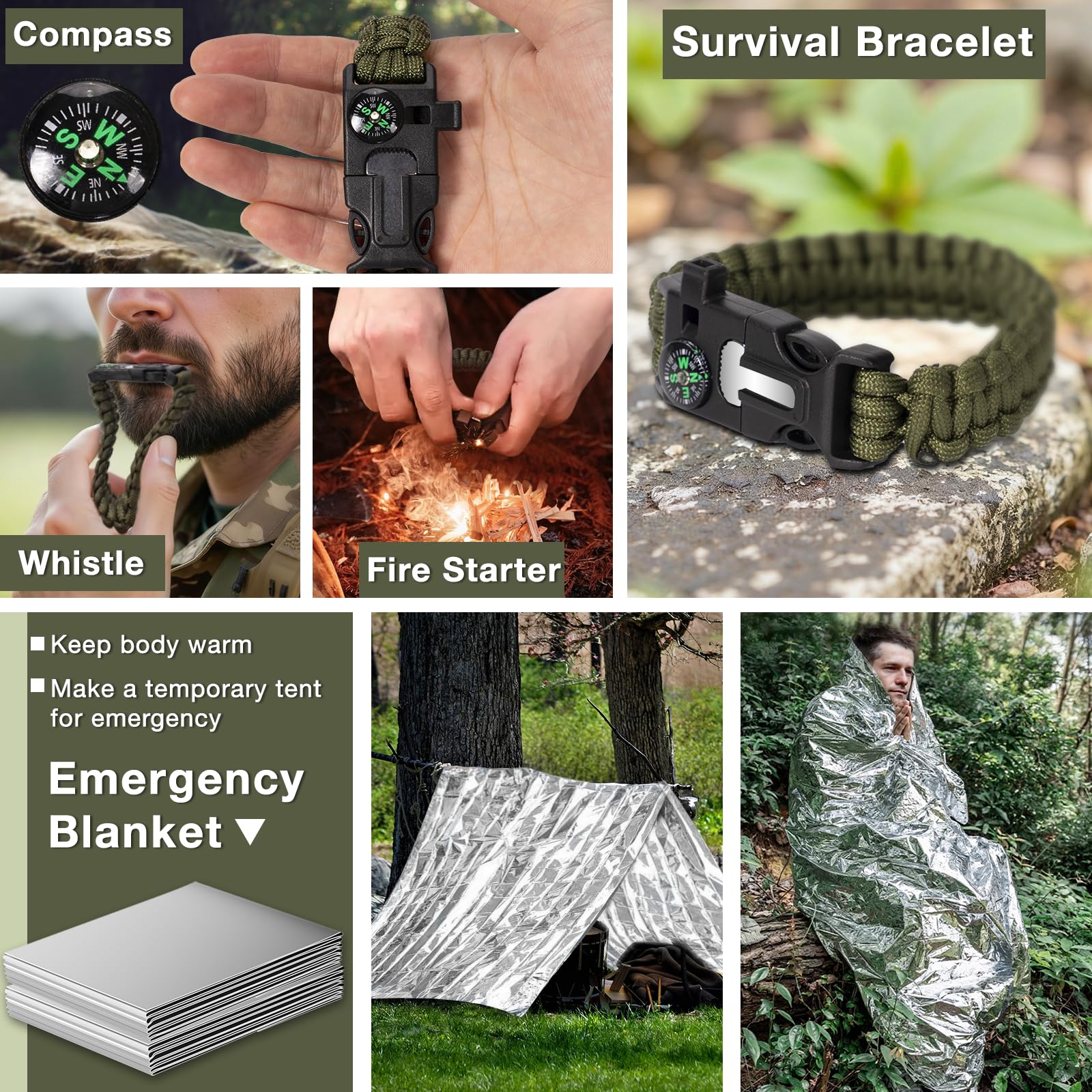 Khvvxe survival kit compact dimensions—fits easily in backpack or car trunk.