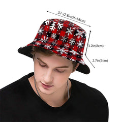 Kicoyuaz Christmas Snowflakes hat on model, unisex fit and fashion appeal.