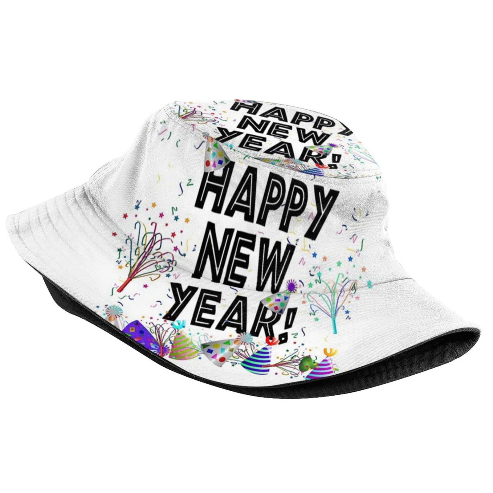 Kicoyuaz Happy New Year bucket hat side profile for versatile wear