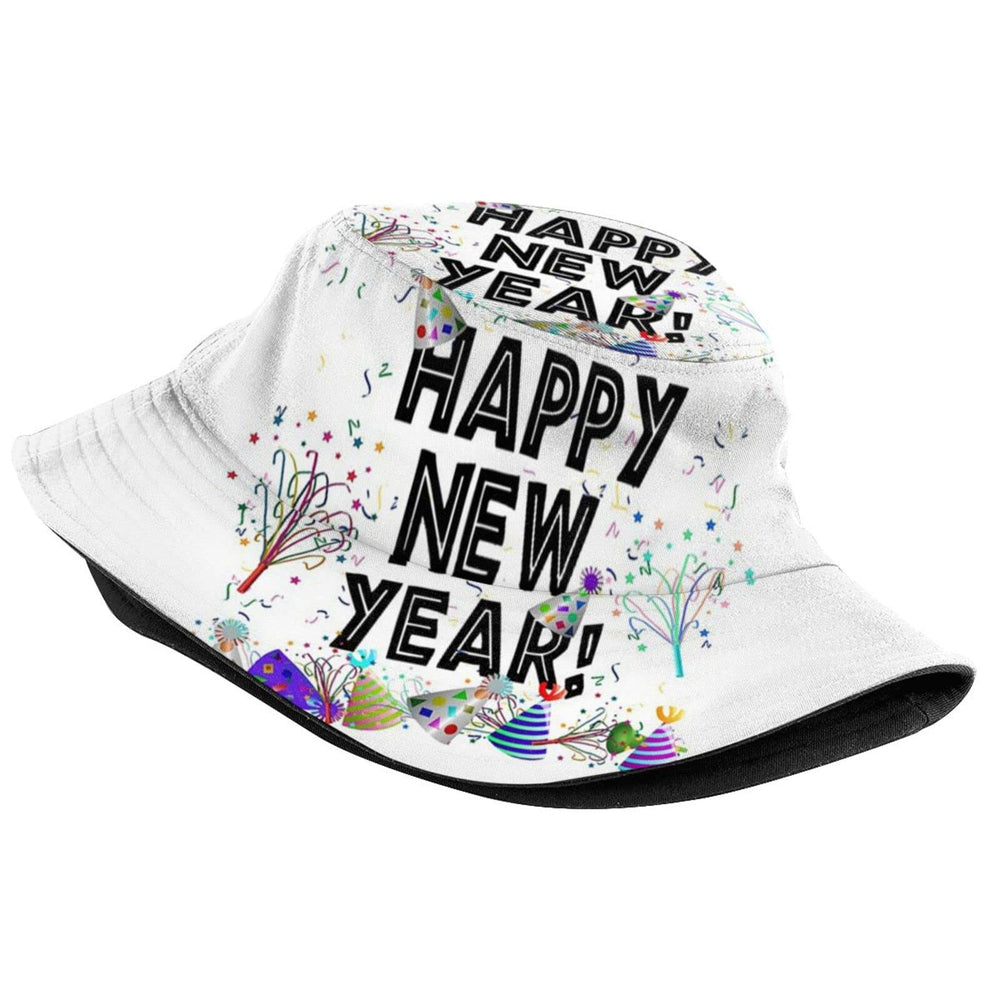 Kicoyuaz Happy New Year bucket hat side profile for versatile wear
