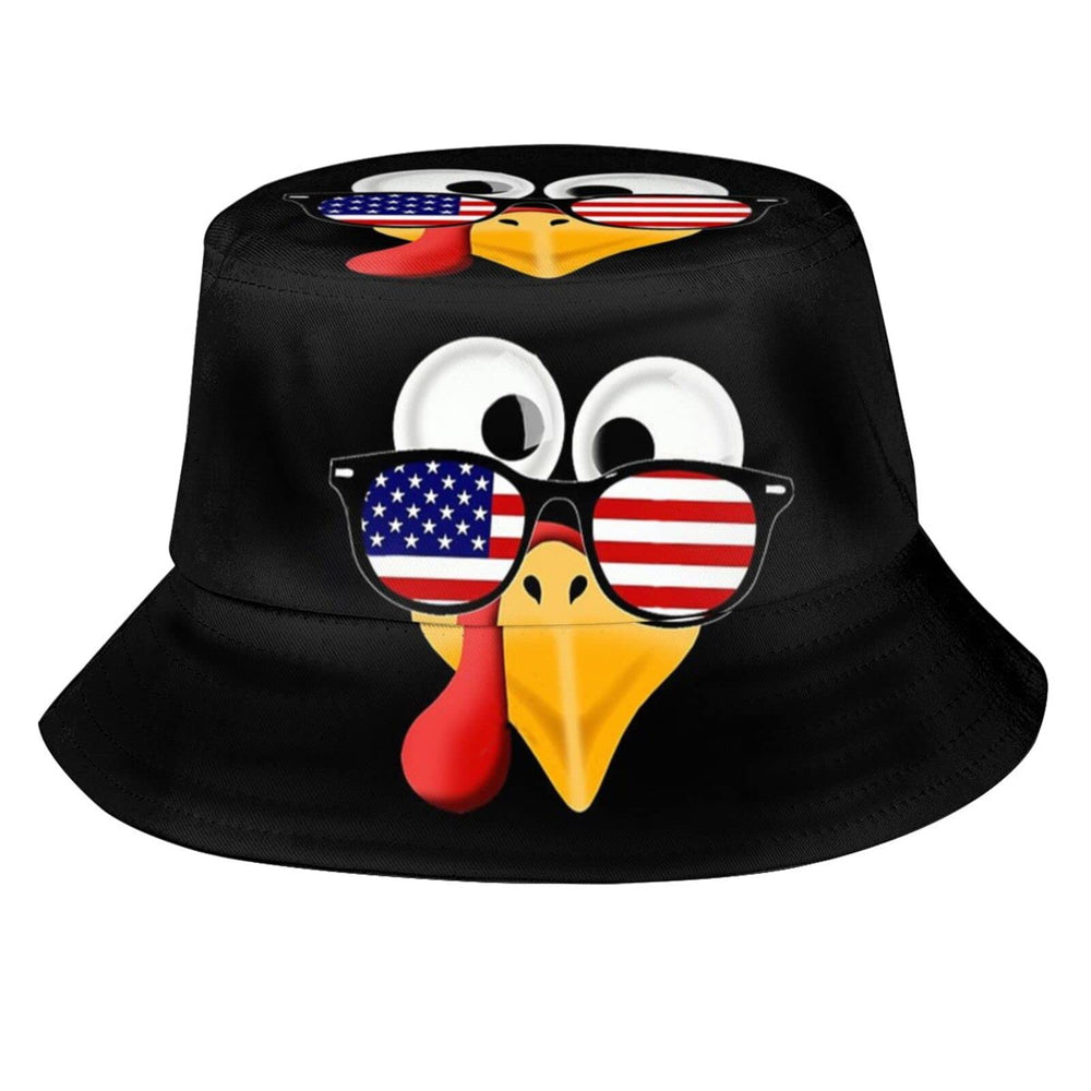 Kicoyuaz Thanksgiving Turkey Bucket Hat, front view, breathable sun protection for outdoor activities.