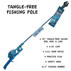 Spincast reel and 34-inch kid-friendly fishing rod