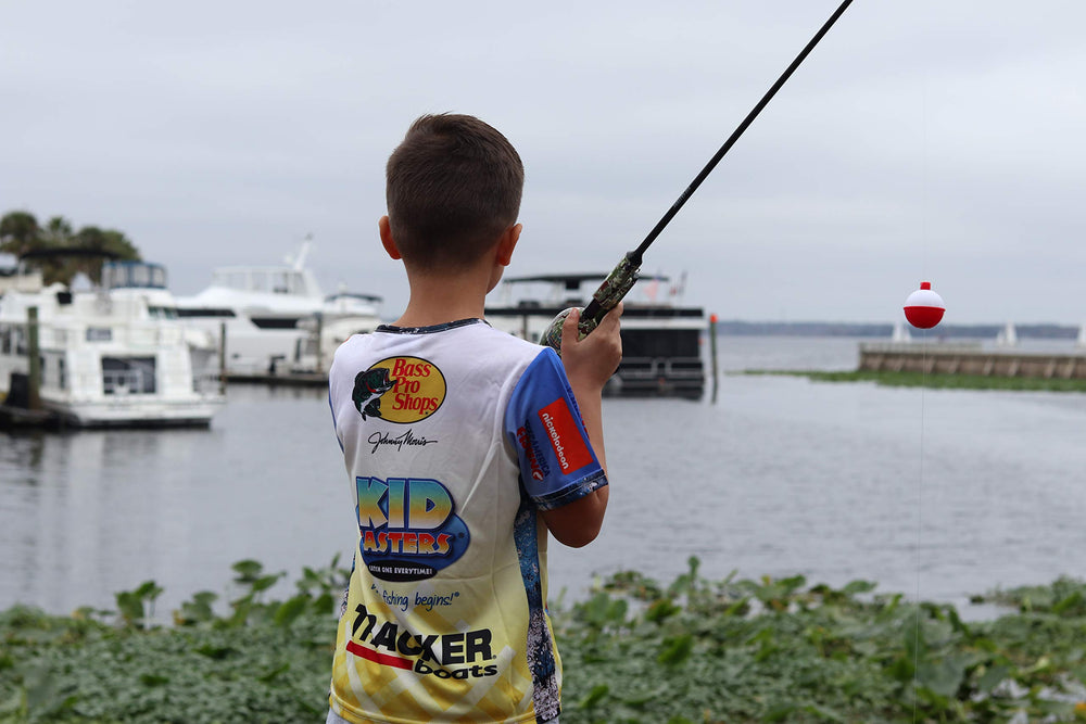 Colorful fish camo pattern with blue accents