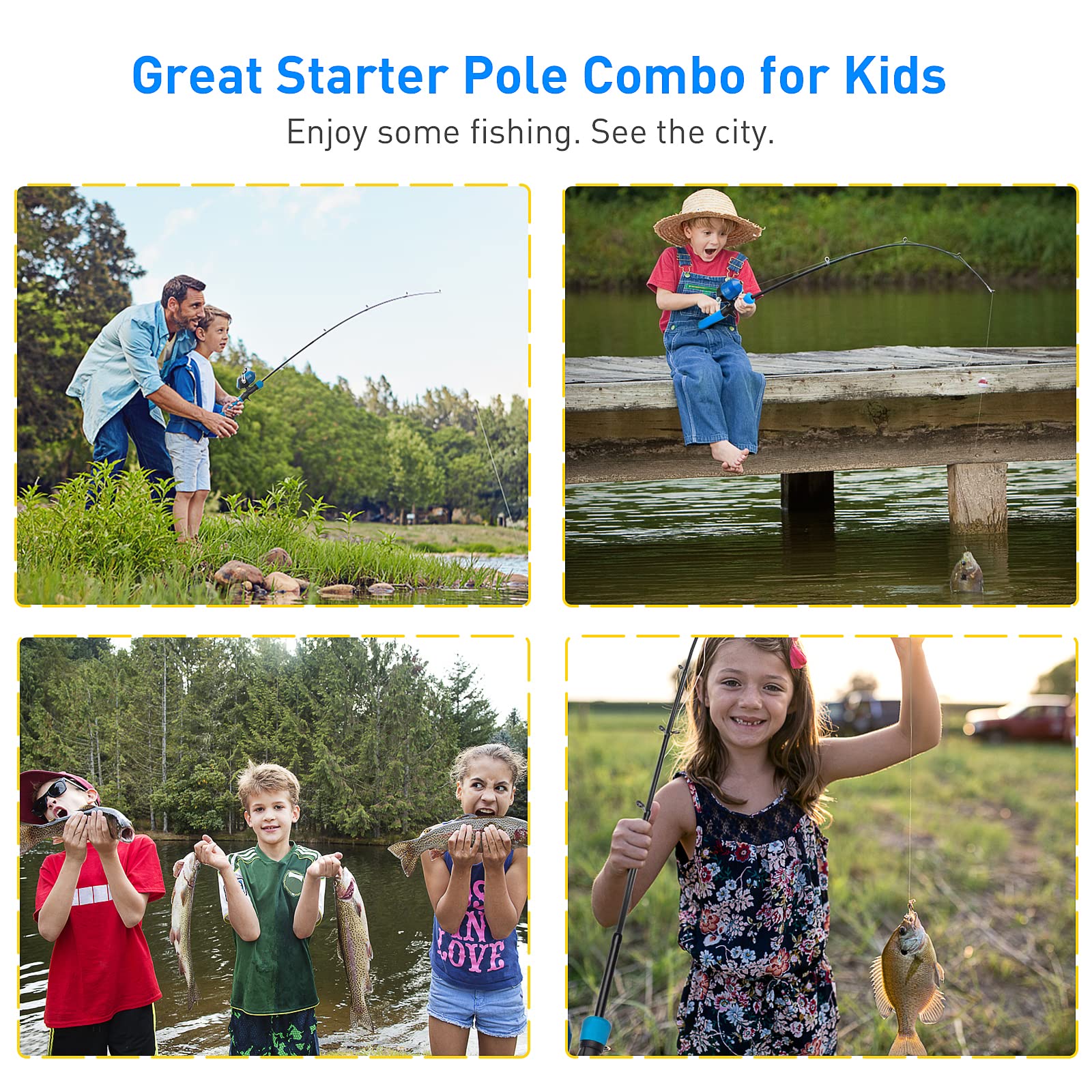 Kids fishing kit for boys and girls with tackle set