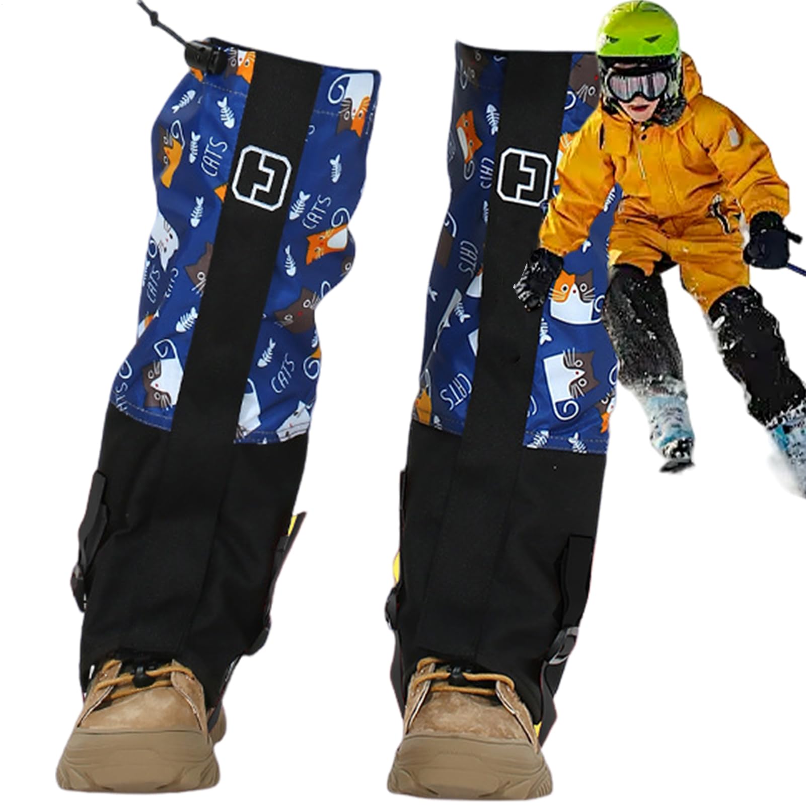 Kids Snowproof Boot Gaiters adjustable laces and hooks for a versatile fit.