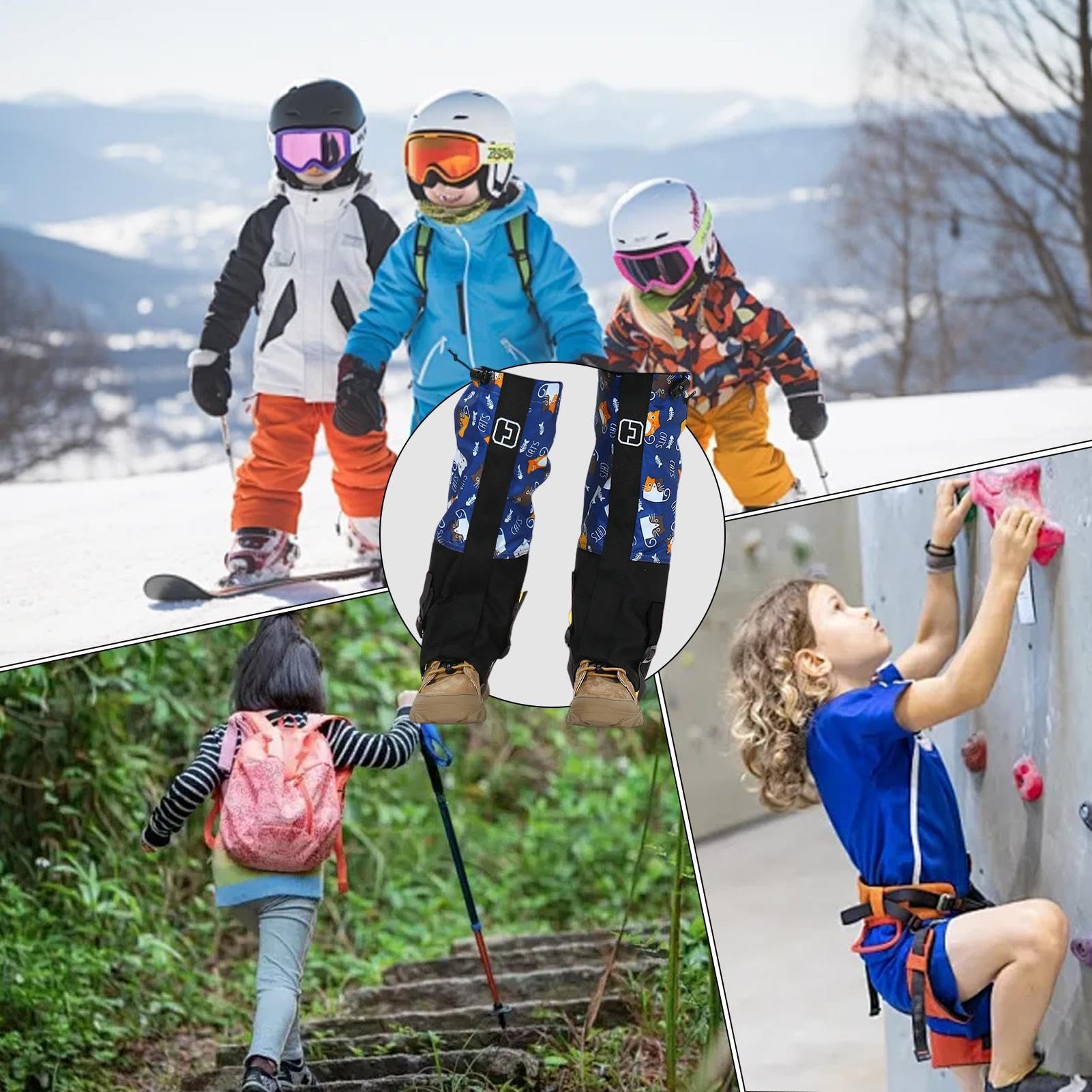 Kids Snowproof Boot Gaiters folded compactly for easy backpack storage.