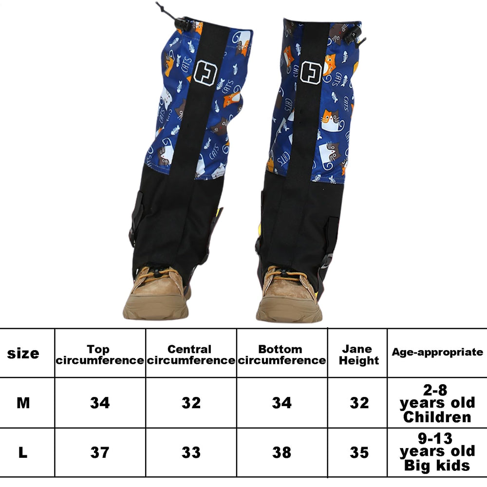 Kids Snowproof Boot Gaiters 600D Oxford cloth withstands rugged outdoor use.
