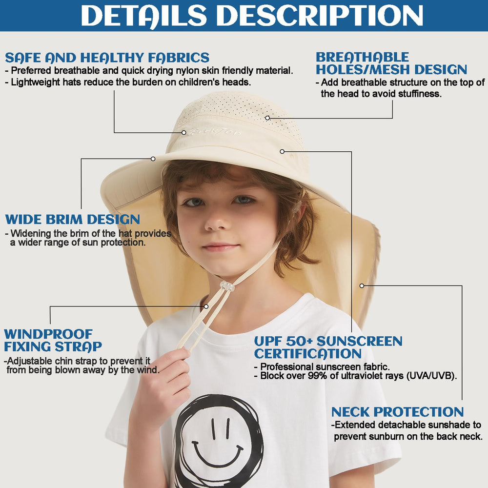 Lightweight breathable nylon material of kids sun hat