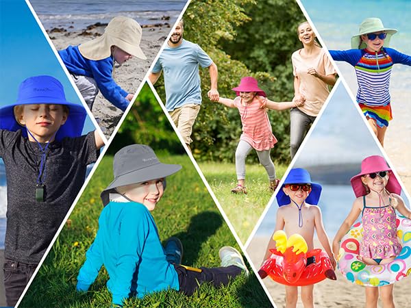 Packable beige kids sun hat for outdoor adventures
