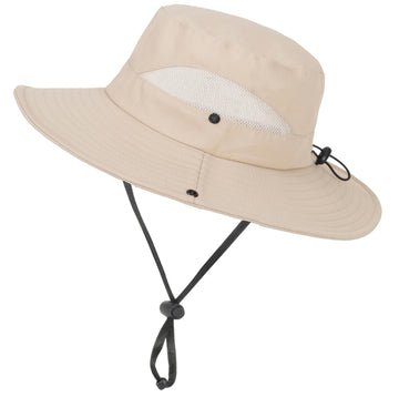 Beige kids wide-brim sun hat close-up