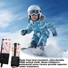 Foldable Kids Waterproof Leg Gaiters stored in a backpack