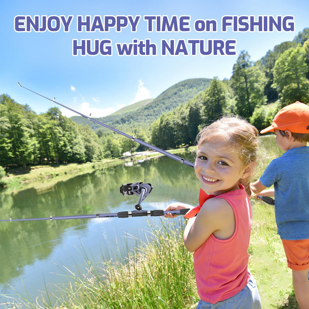 Soft grip, comfortable kid-friendly fishing rod design