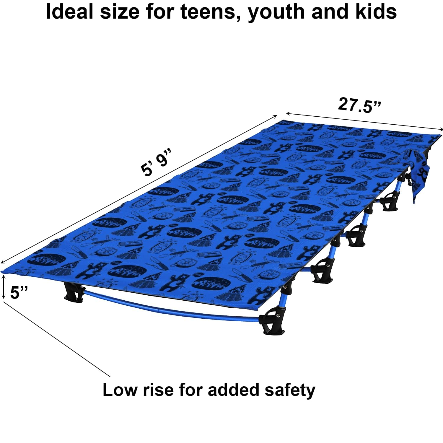 KidzAdventure kids camping cot setup in seconds for quick trips