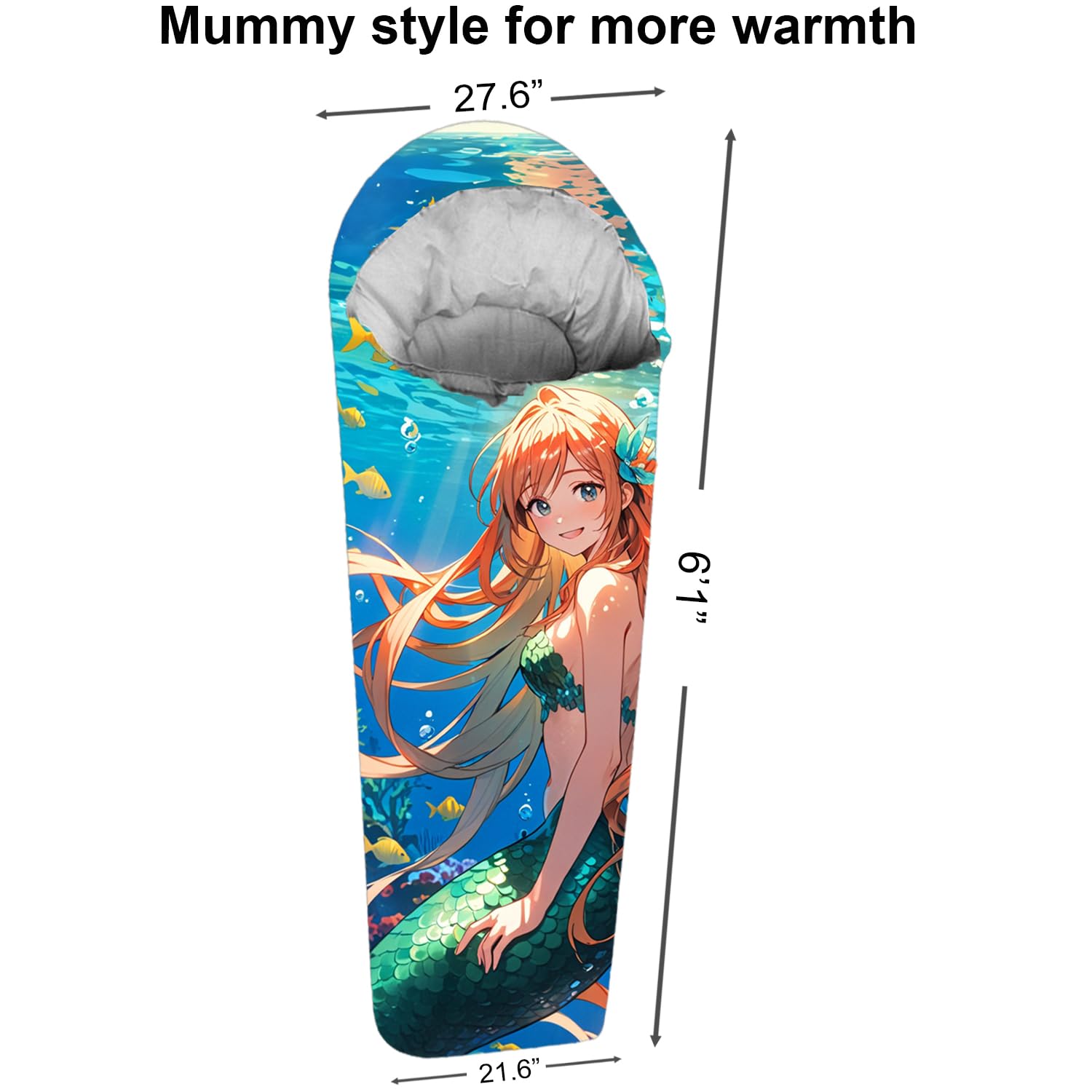 KidzAdventure Mummy Style 32-59F sleeping bag Kitty Meowtendo design excites kids to camp