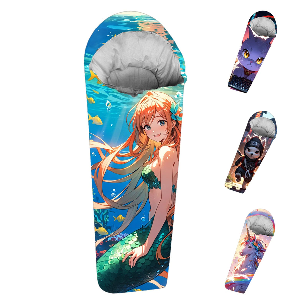 KidzAdventure Mummy Style 32-59F sleeping bag unicorn print for colorful camping nights
