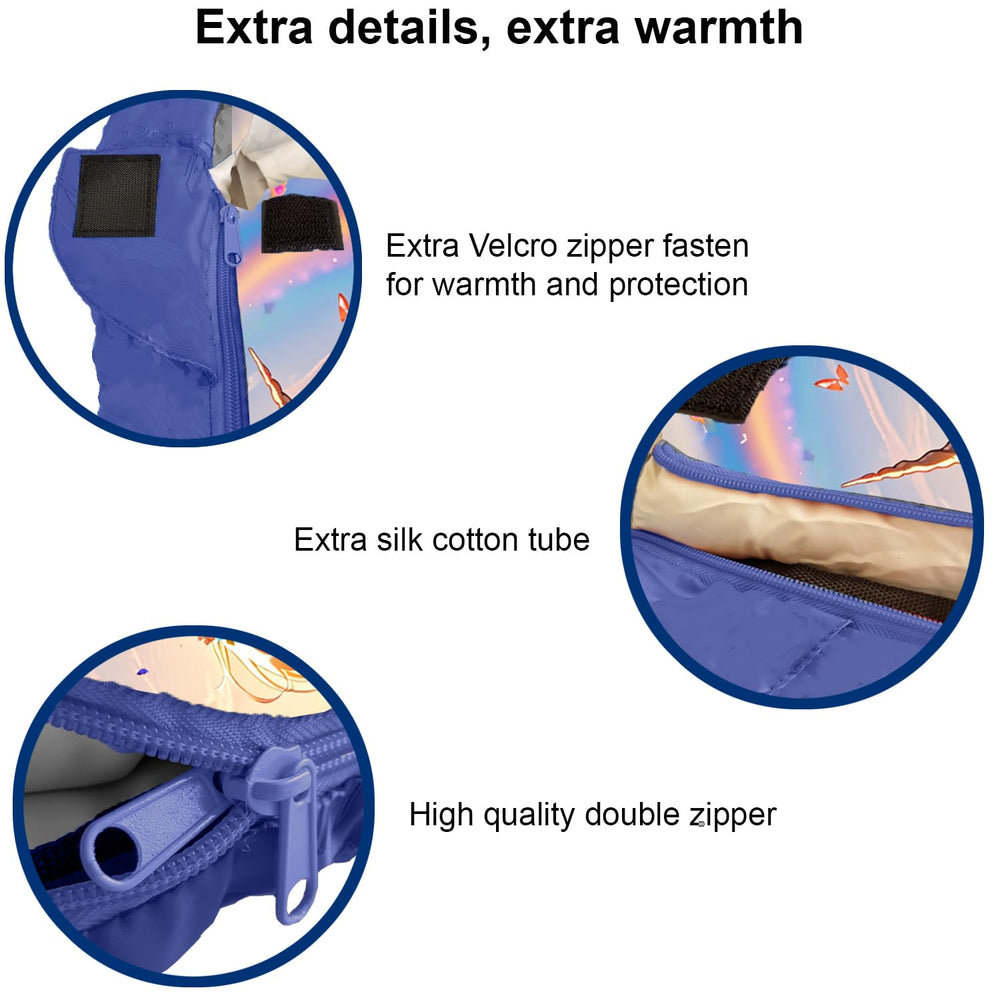 KidzAdventure Ultralight under 3 lbs sleeping bag for easy carrying.