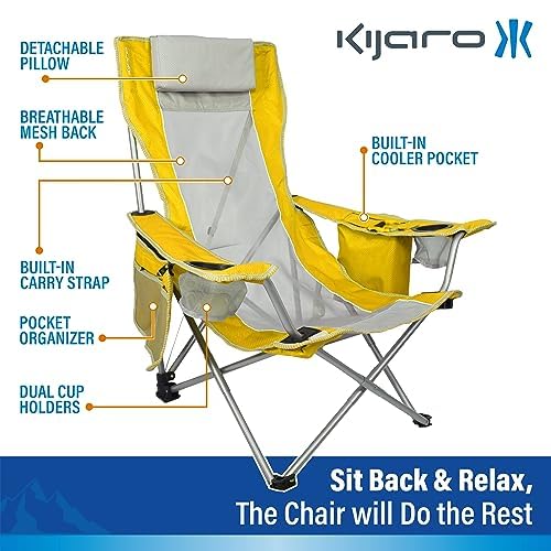 Kijaro Beach Sling mesh cupholders keep beverages steady beside you.