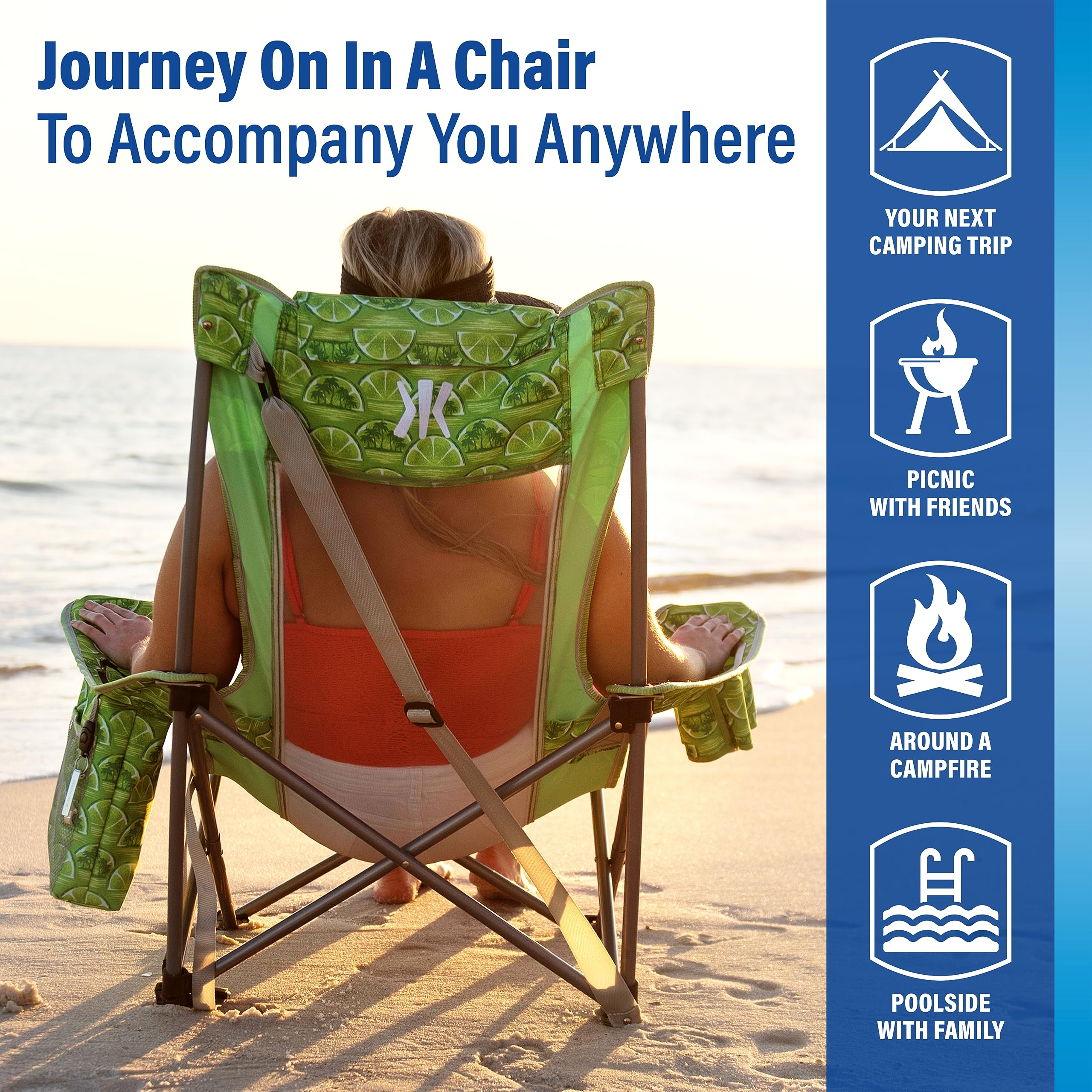 Kijaro Coast Beach Sling Chair detachable pillow adds personalized comfort