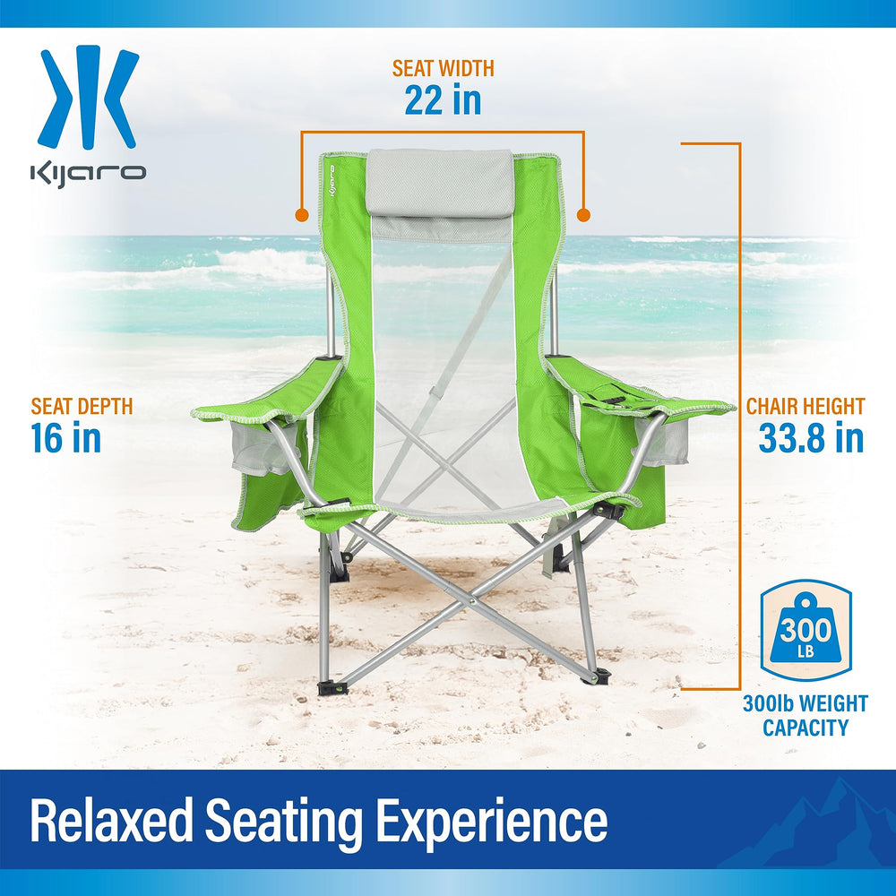 Kijaro Coast Beach Sling Chair ripstop fabric close-up highlights durability