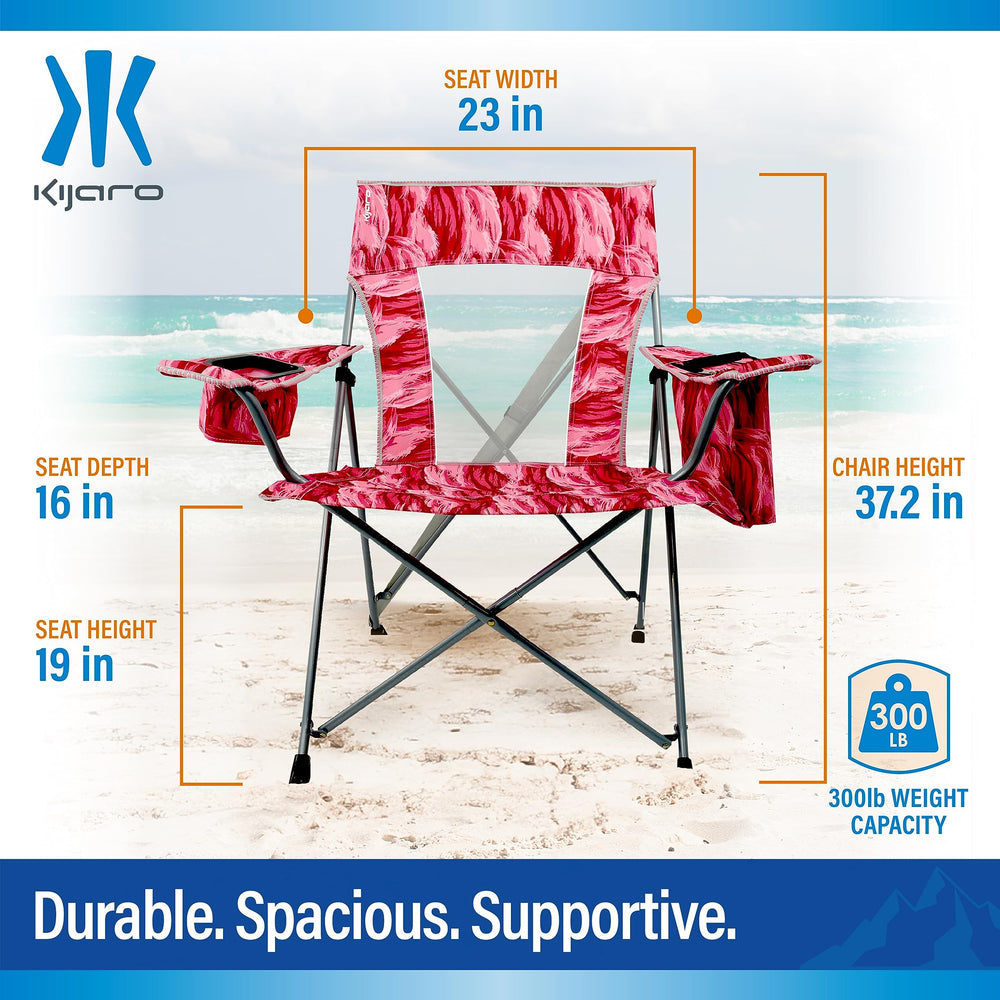 Kijaro Journey Print chair with carry strap and bag for portability.