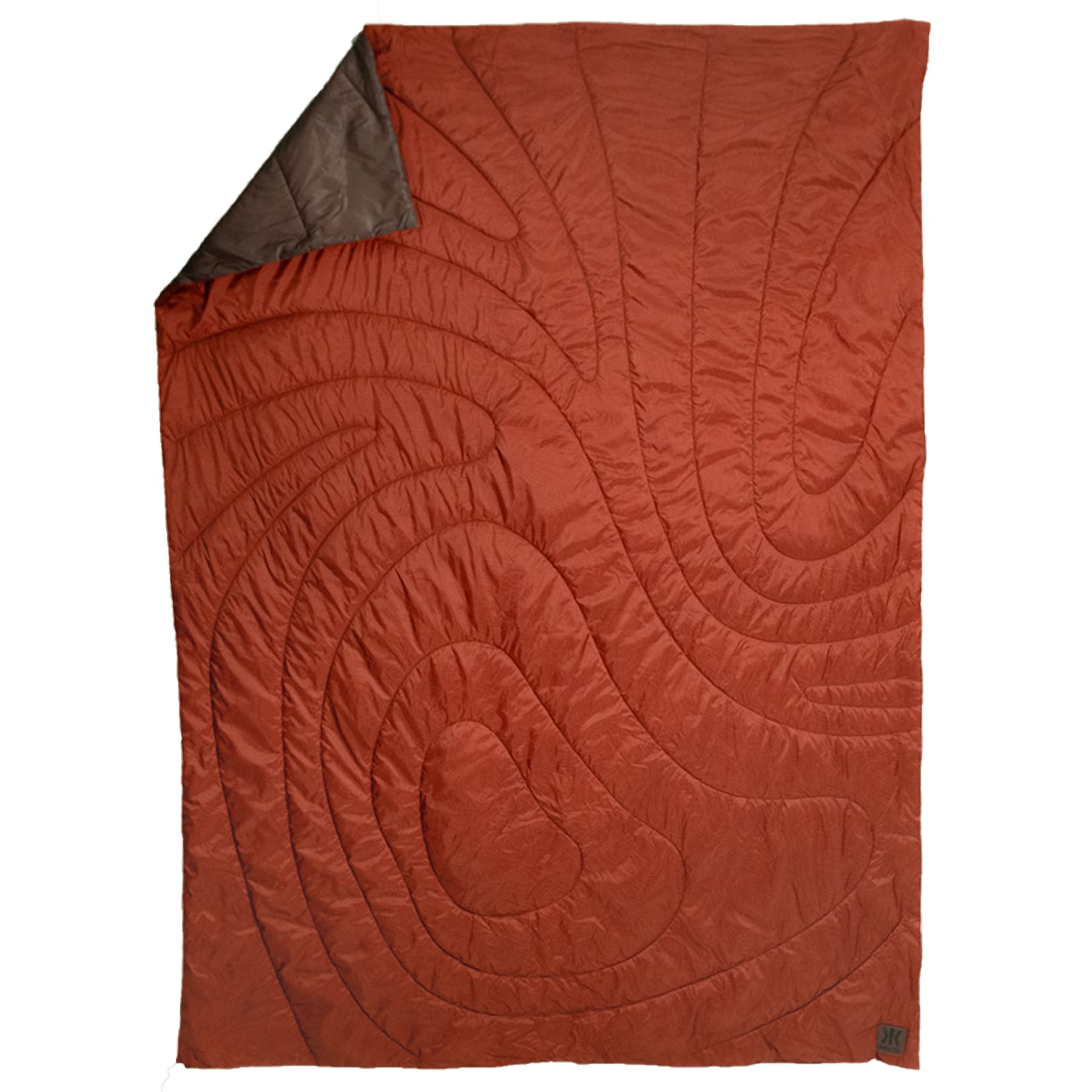 Kijaro Native Camp Quilt in Anza Borrego Orange, top view showing vibrant color and lightweight feel