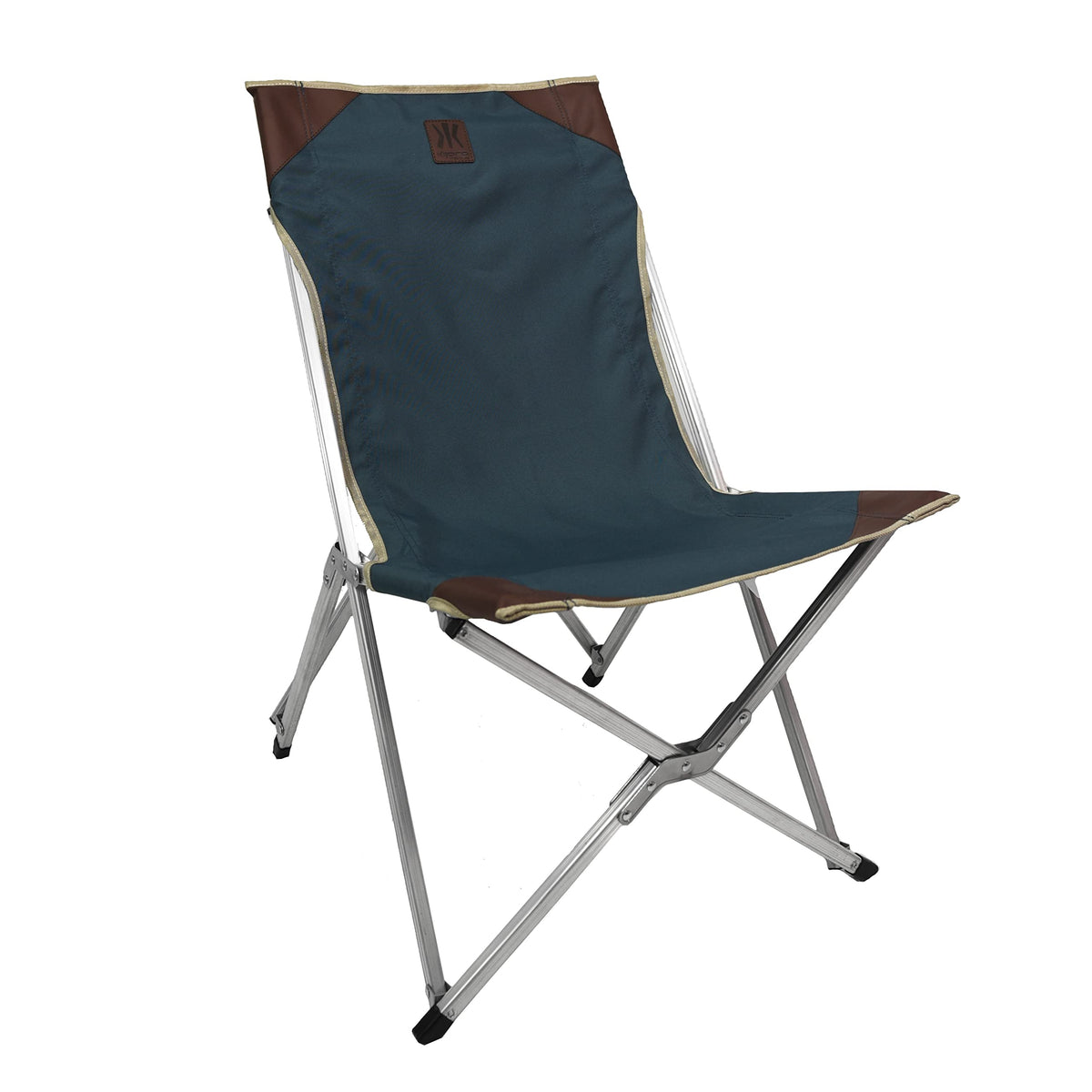 Kijaro Native Comfort Chair open for easy campsite seating in Smoky Mountain Blue.