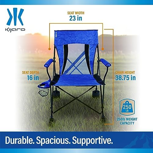 Kijaro Rok-It with flip-out cup holder keeps beverages within reach at the campsite