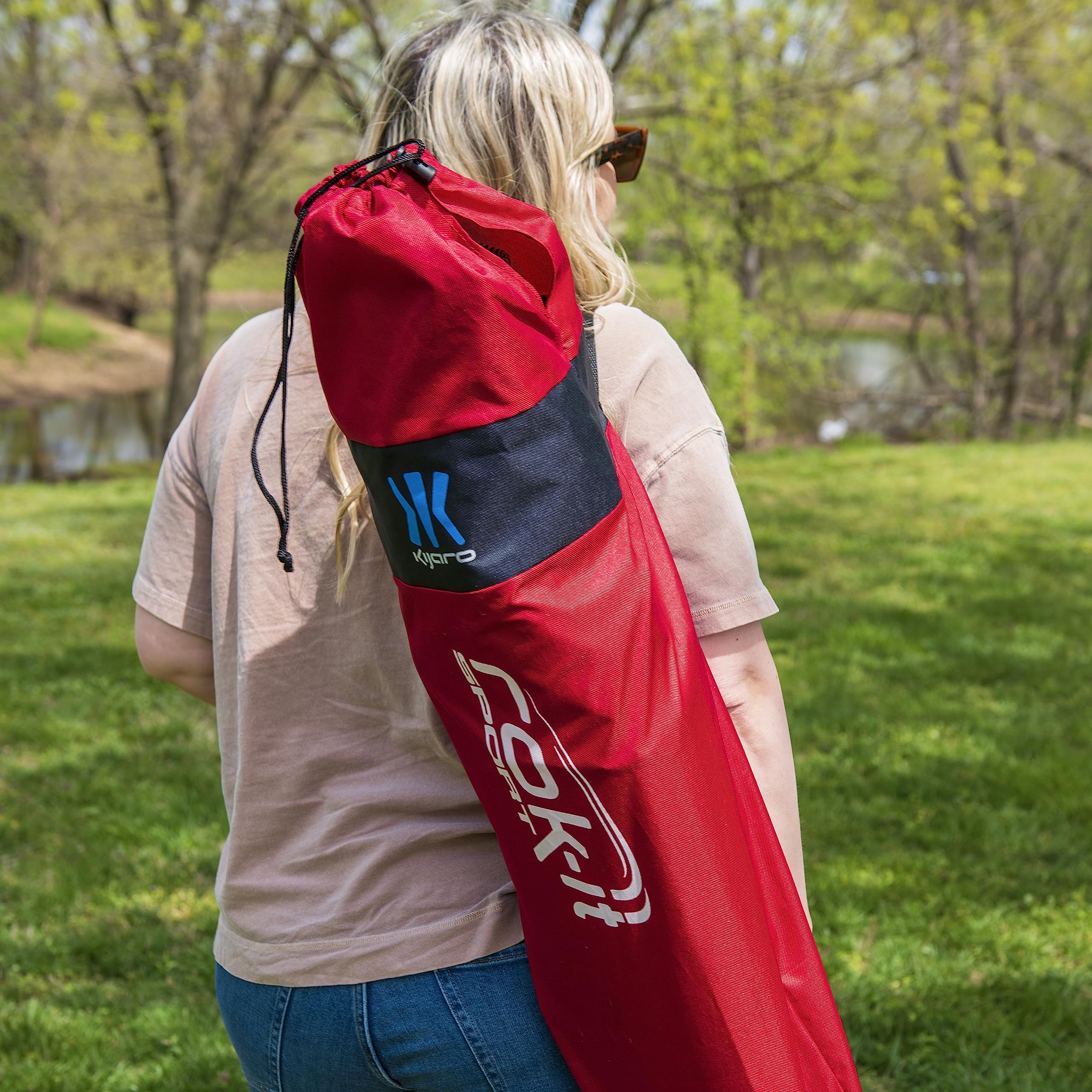 Kijaro Rok-It Sport chair folded design fits in a carrying bag.