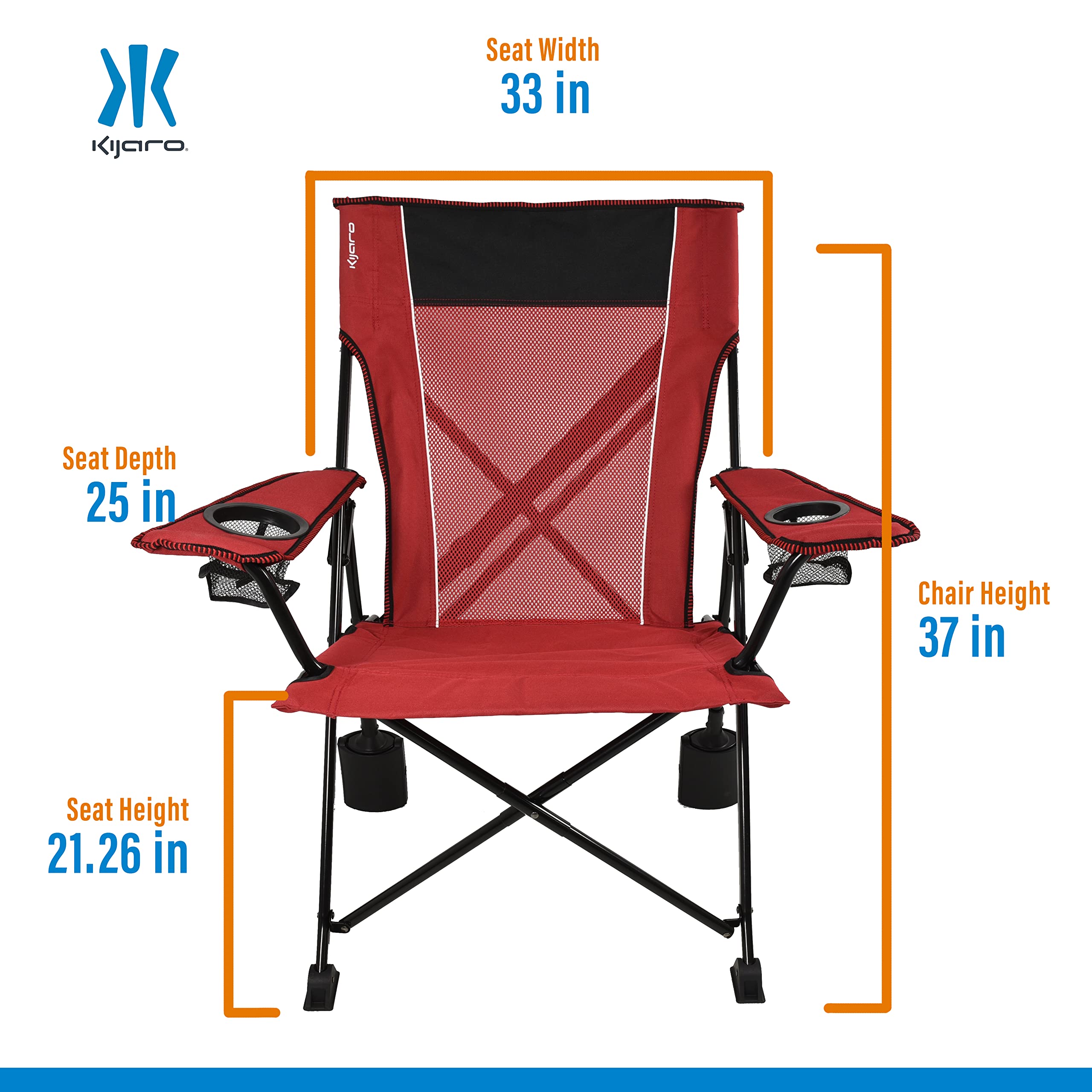 Kijaro Rok-It Sport chair polyester fabric provides durable comfort.