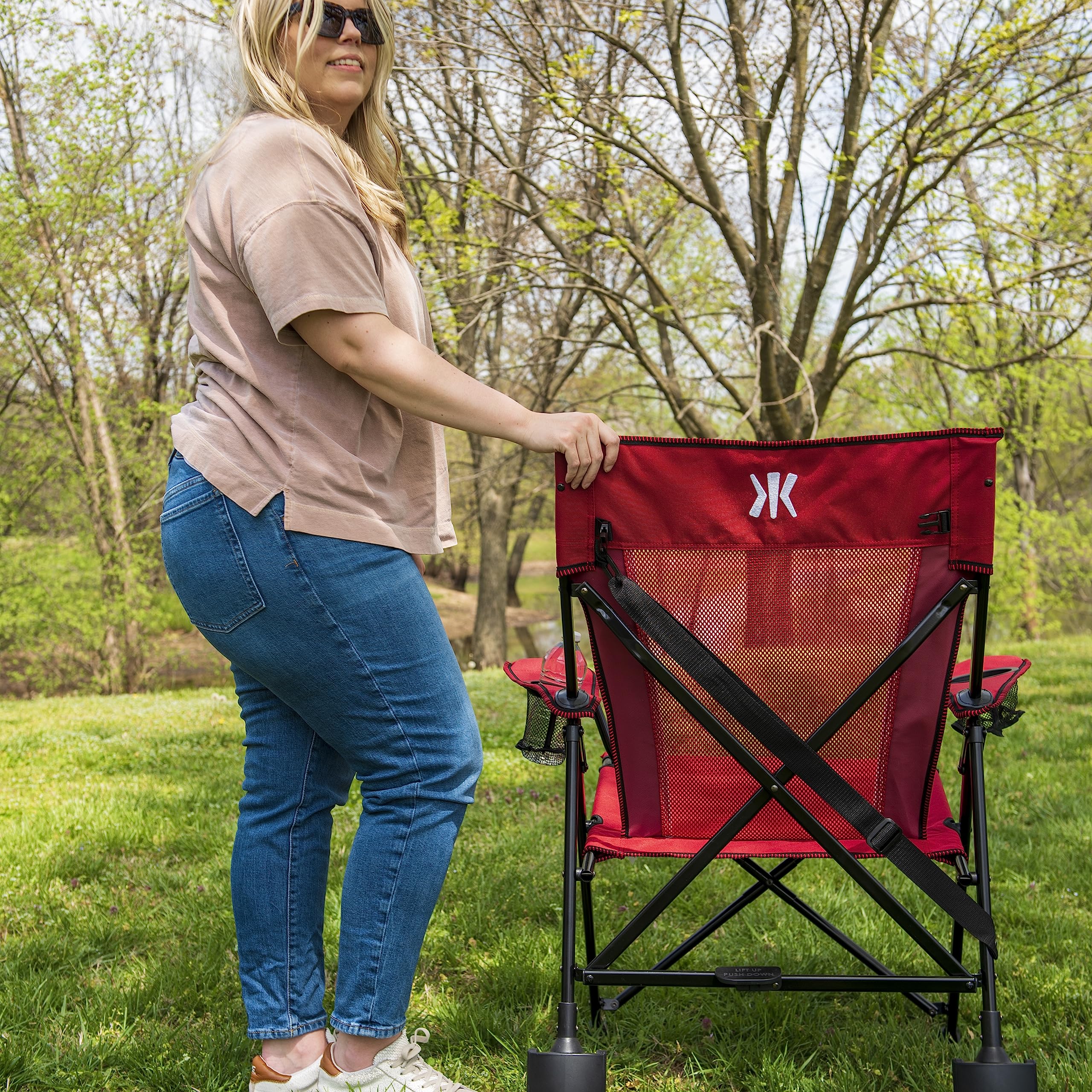 Kijaro Rok-It Sport chair rocking motion enhances relaxed outdoor breaks.