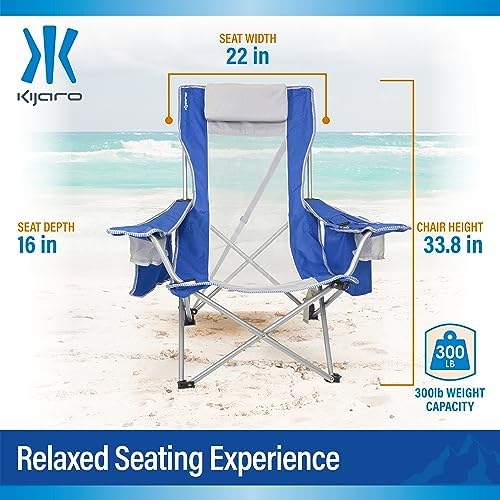 Kijaro Sling Beach Chair Maldives Blue, detachable organizer keeps essentials within reach.
