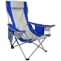 Kijaro Sling Beach Chair Maldives Blue, open for quick, comfortable beach lounging.