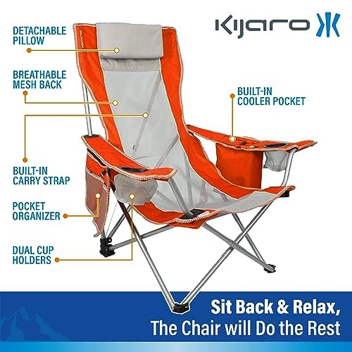 Kijaro Sling detachable headrest adds comfy support for lounging.