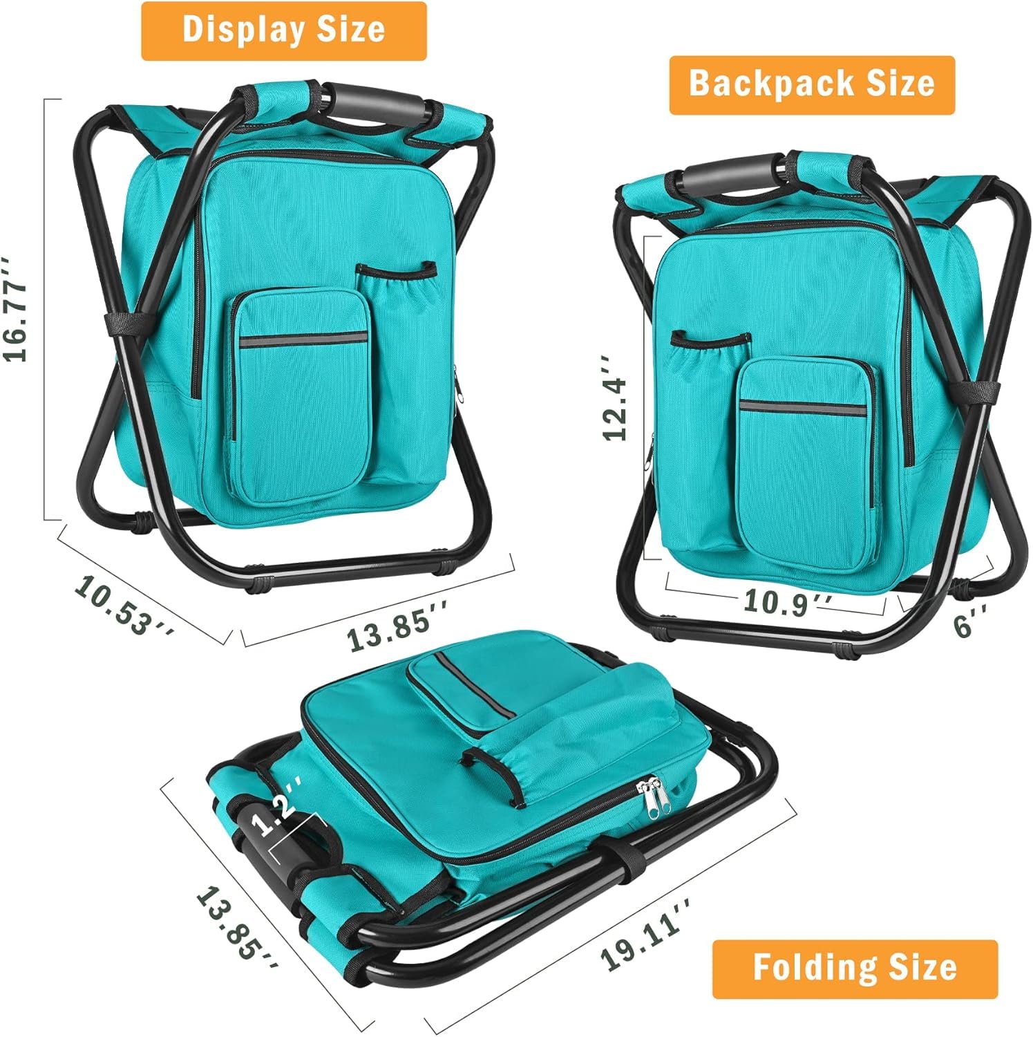 Kikerike backpack stool cooler chair in-use as portable seat and insulated cooler.