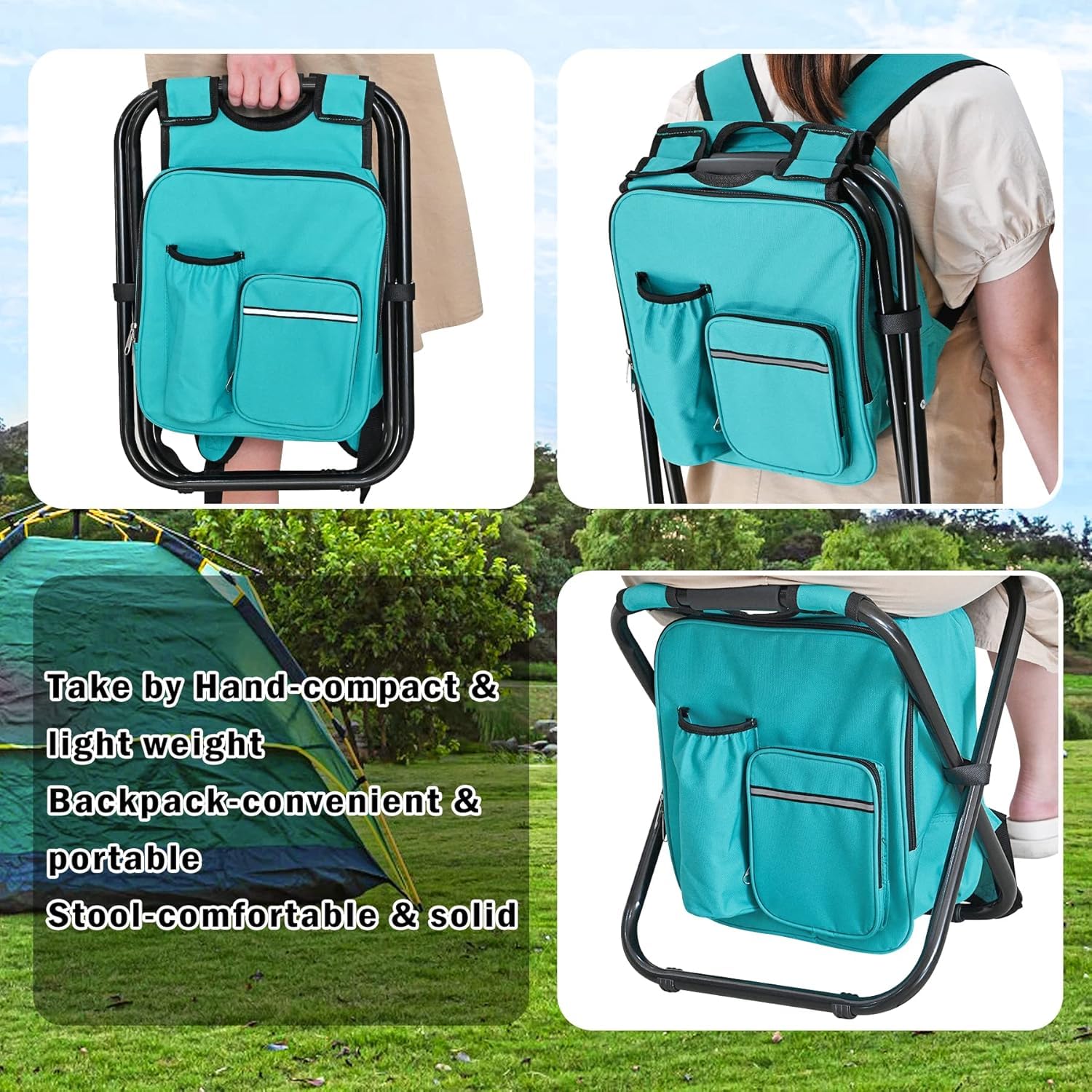 Kikerike folding chair with multiple pockets for quick gear access.