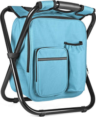 Kikerike backpack stool cooler chair folded side view for easy transport on trips